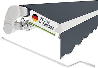 empasa manuelle Gelenkarmmarkise Markise 'Start' Sonnenmarkise Sonnenschutz mit weißem Aluminium Rahmen, komplett vormontiert, Farbe:anthrazit, Größe:2.5 x 2 m