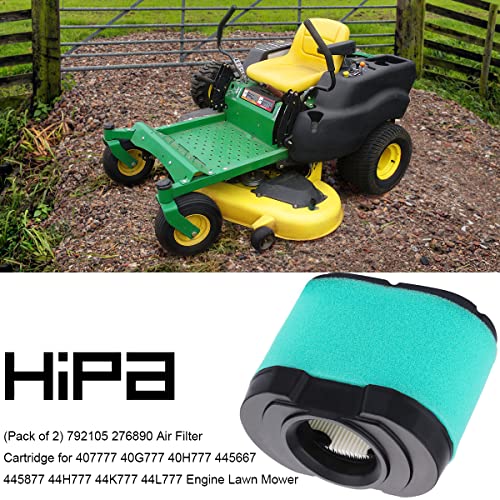 Hipa (Pack Of 2) 792105 276890 Air Filter Cartridge For 4163205 4163206 407777 40G777 40H777 445667 445877 44H777 Engine Lawn Mower Extended Life Series John Deere Z425 Gy21057 Miu11515 Miu11517 #TOP1