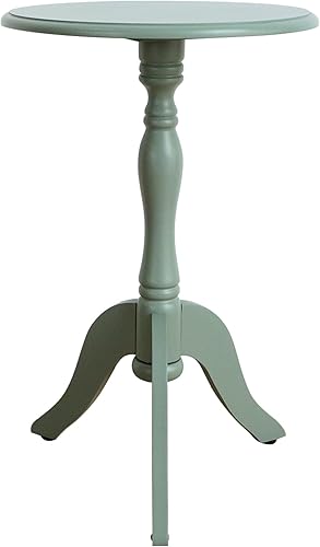 Miniatura 17 de HLR Juego de 2 mesas auxiliares redondas pequeñas, mesa auxiliar con pedestal de madera, 2 piezas, mesita de noche vintage para sala de estar,