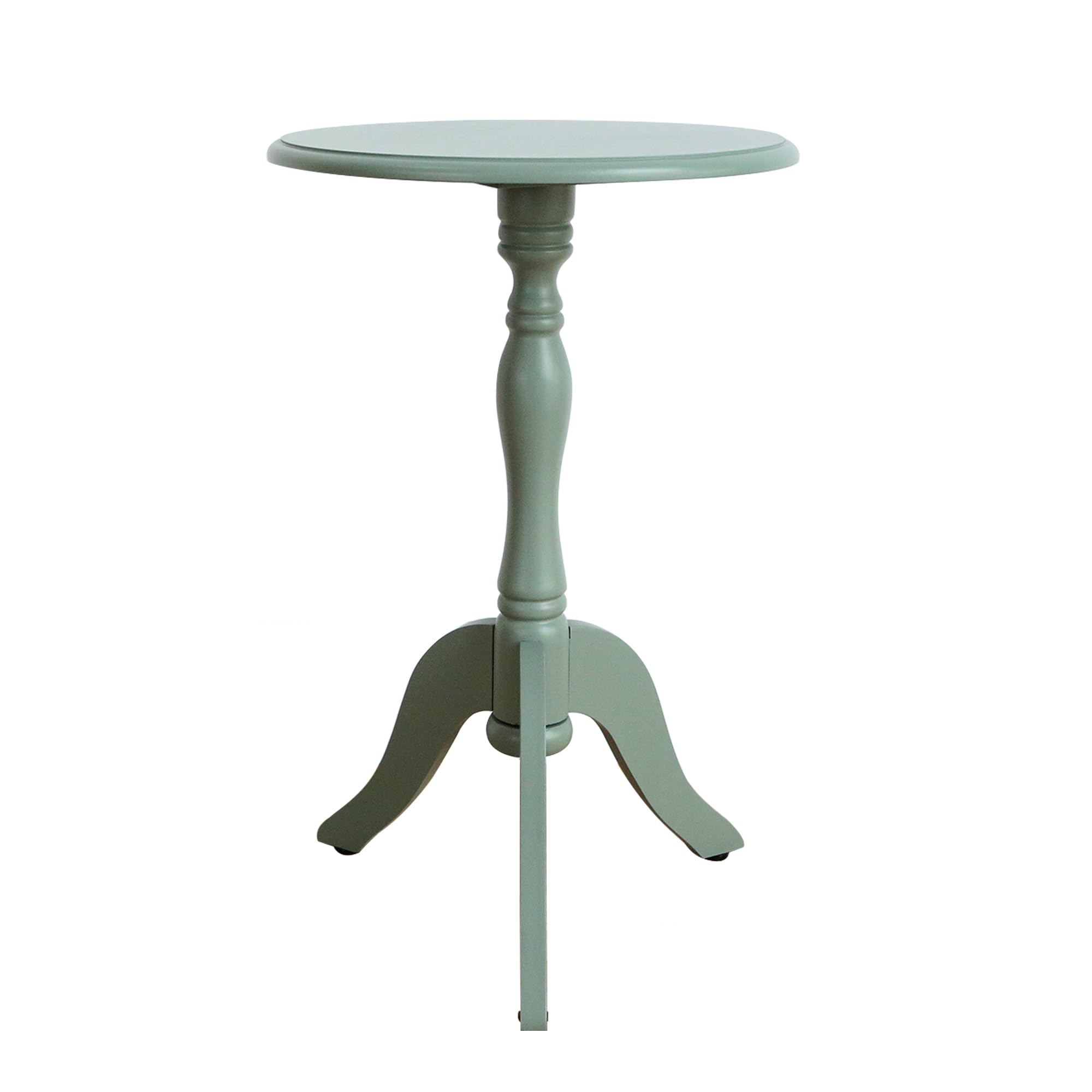 HLR Round Small End Table, Wooden Pedestal Side Coffee Tables, Vintage Accent Nightstand for Living Room, Bedroom, Entryway (1, Green)