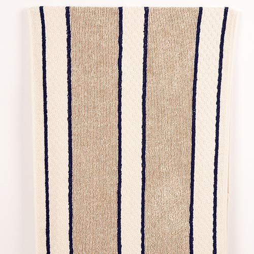 Aga Multicolour Range Poppered Towel Navy Blue And Cream Stripes