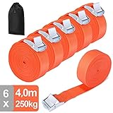 Aimocar Correas de amarre, 6 Piezas 4m 250 kg Cinchas de amarre Rapido Cinchas Hebilla de Leva de Liberación Rápida Correa de Sujecióncinchas de Amarre Para Paquetes de Equipaje