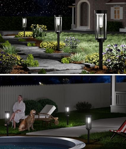 Image of NEWMESSI Solar Pathway Lights Outdoor, IP65 Waterproof Solar Garden Lights for Outside Lighting, Yard Path Lawn Walkway Driveway Landscape (Round Cool White, 6 Pack)