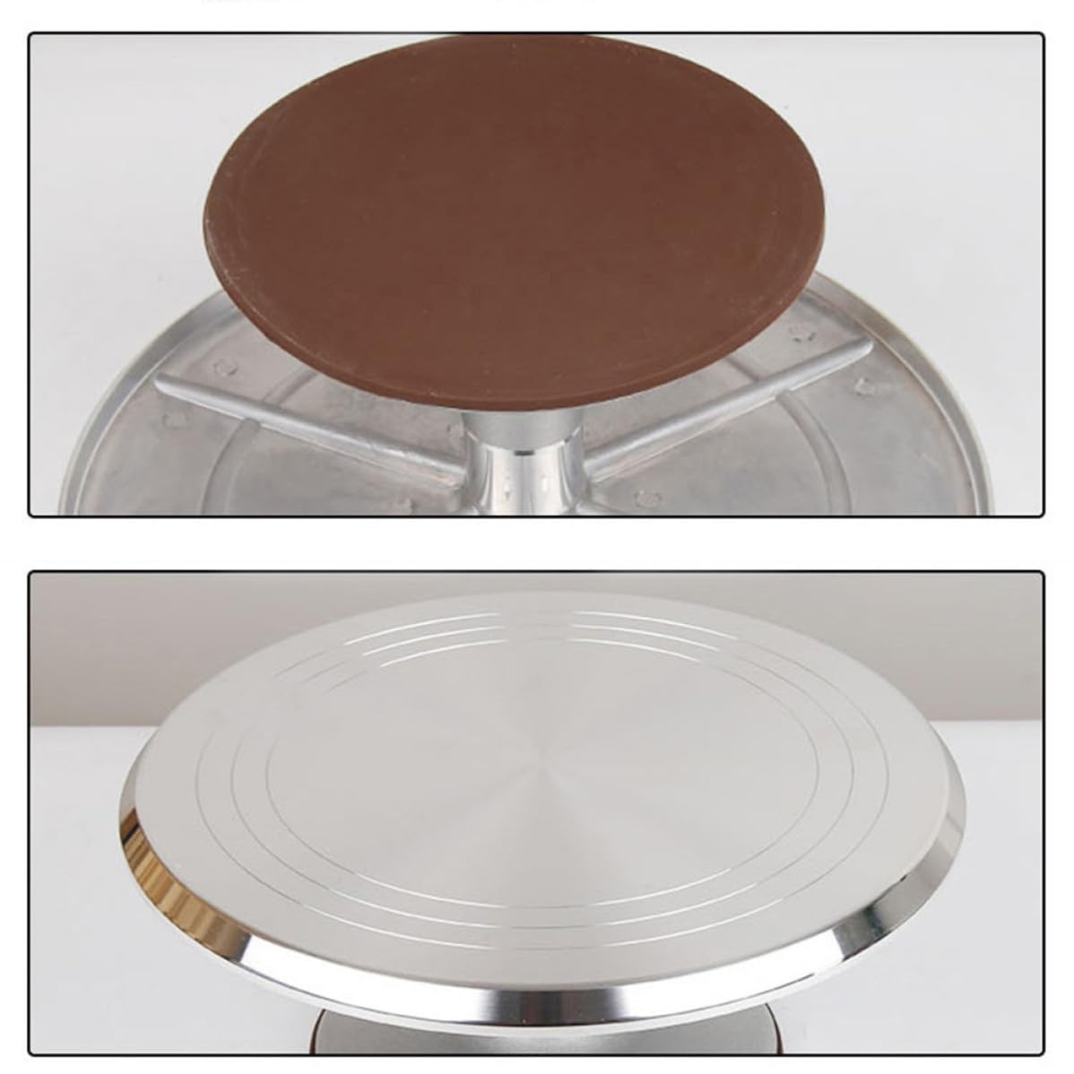 Alzatina per Dolci in Lega di Alluminio Argento da 12 Pollici Design Girevole a 360° e Base Antiscivolo per Decorazioni Stabili di Torte e Cupcake
