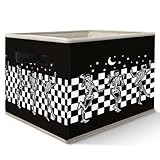 Likjad Halloween Gothic Skeleton Storage Bins Basket, Black and White Checkered Funny Gothic Collapsible Fabric Storage Box Organizer Toybox for Bedroom Bathroom Clothes Books Toys