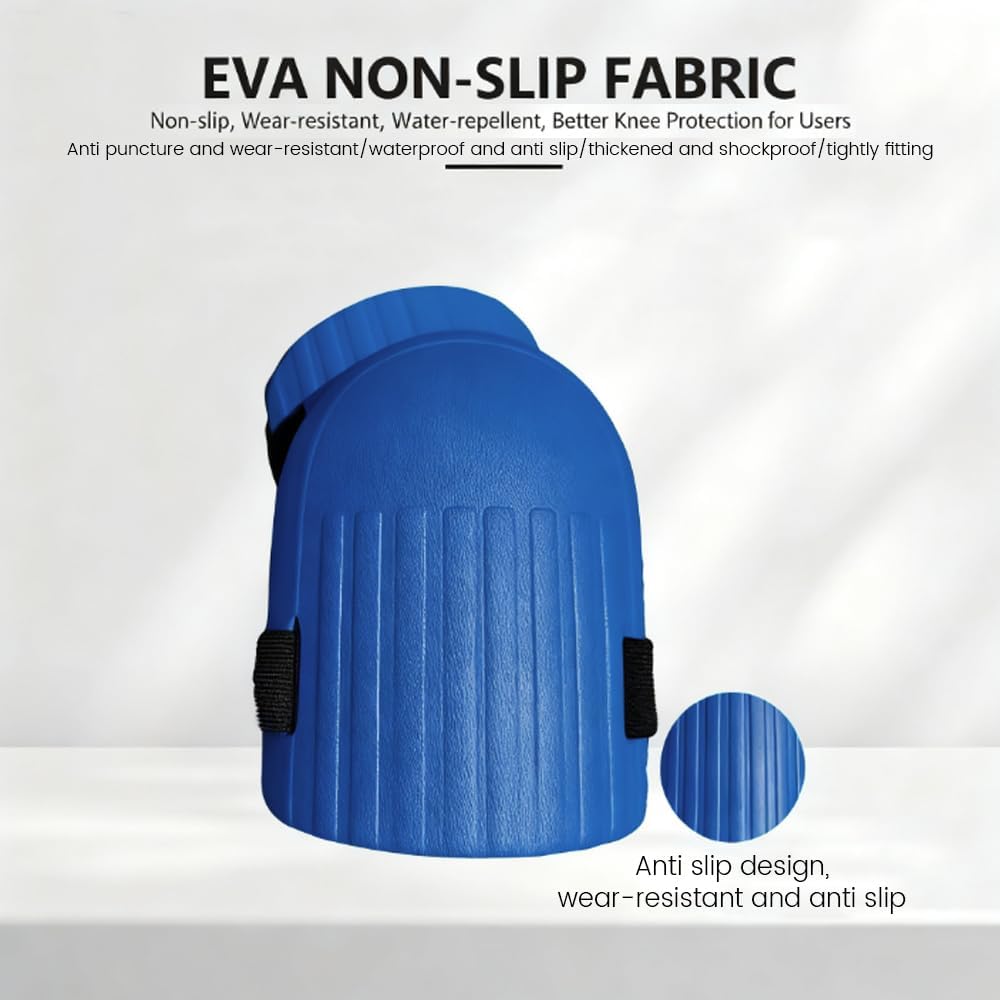 Professional Knee Pads for Work, Blue EVA Construction, Heavy Duty with Adjustable Straps, for Gardening, Floor Installation, Bricklaying, Furniture Repair Valentine