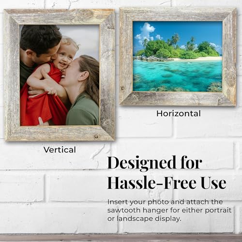 BARNWOODUSA Farmhouse 5x7 Picture Frame 1 1/2 inch Molding 100% Reclaimed Wood Rustic Natural Weathered Gray