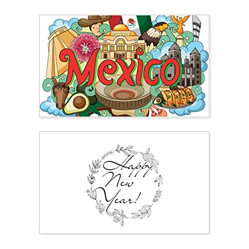 Tarjeta de bendición de Año Nuevo estilo graffiti inspirado en Teotihuacán