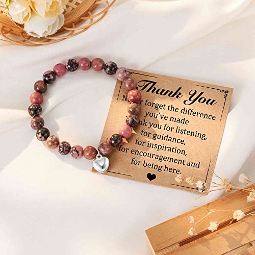 Jogdiam Thank You Gifts For Women, Inspirational Gifts Natural Stone Bracelets For Women With Gift Message Card, Appreciation Gifts For Coworkers Teachers Family Friends #TOP2