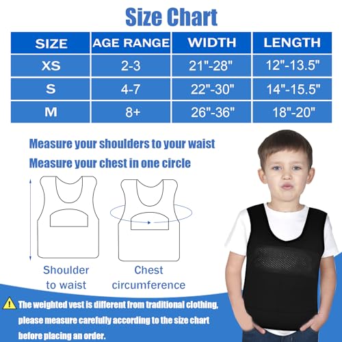 Image of Vest for Kids (Medium, Ages 8+) Compression Vest for Kids, Including 6 Removable Weights Black