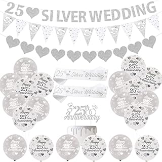 60th Wedding Anniversary Decorations Silver Diamond 60th Anniversary Balloons Banner Heart Rings Cake Topper Satin Sash for Diamond Wedding Anniversary Party Supplies