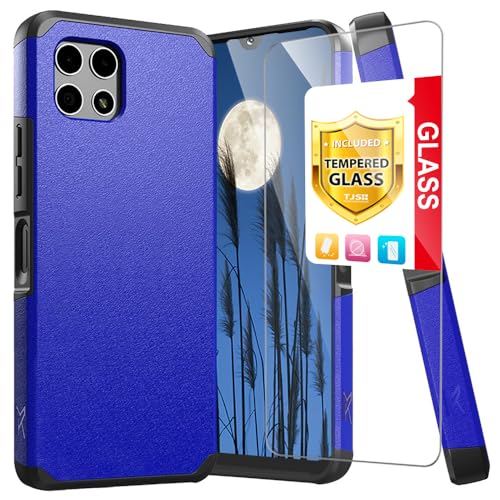 Coque T-Mobile Revvl 7 5G antichoc double couche avec protège-écran bleu