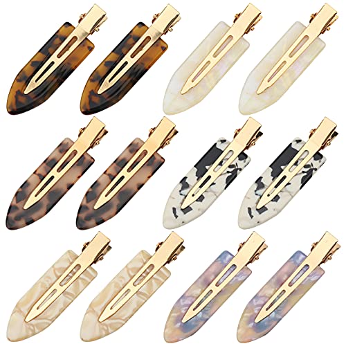 12 Pcs No Bend Hair Clips Acrylic Resin No Crease Hair Clips For Women Makeup Hairstyling Duckbill Hair Clips Barrettes For Salon Hairstyling Hairdressing Bangs Waves Face Washing Application (Set 02) #TOP28
