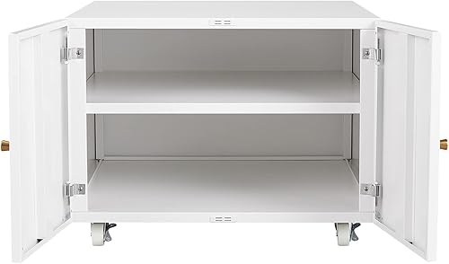 Miniatura 5 de Soporte de impresora de metal con almacenamiento, carrito de impresora rodante resistente con ruedas y estante ajustable, soporte grande para