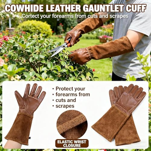 Gants de jardinage en cuir de vachette robuste et durable - 7