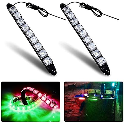 Acelane Marine Navigation Lights Green and Red LED Lights Navigation Lights LED Strip Lights Boat Light Bow Side Port Starboard IP67 Waterproof for Boating Fishing Yacht, Pontoons, Chandlery Boat Cover