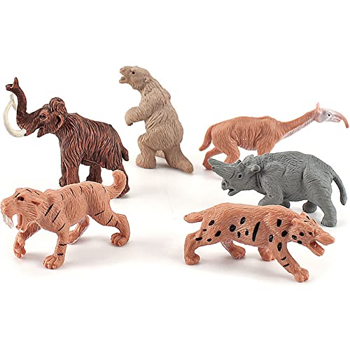 Blapnk Realistic Prehistoric Animal And Primitive Figurines Moodel Toy 12 Pcs Ancient Smilodon Mammoth Human Figures Collection Playset Educational Toy Christmas Birthday Gift #TOP3