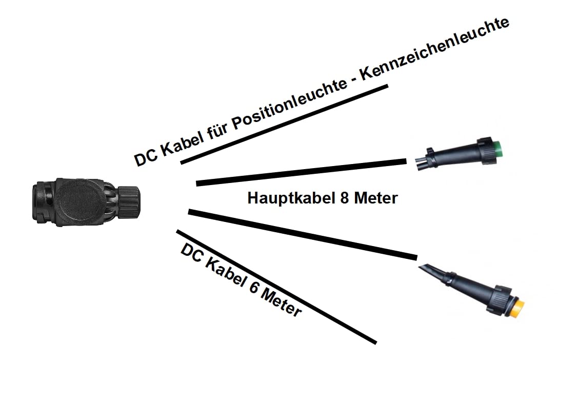 Generisch Anhänger - Kabelbaum - Kabelsatz - 13 polig - 8 Meter + 6 M DC Kabel - 2X Bajonettverbinder Aspöck