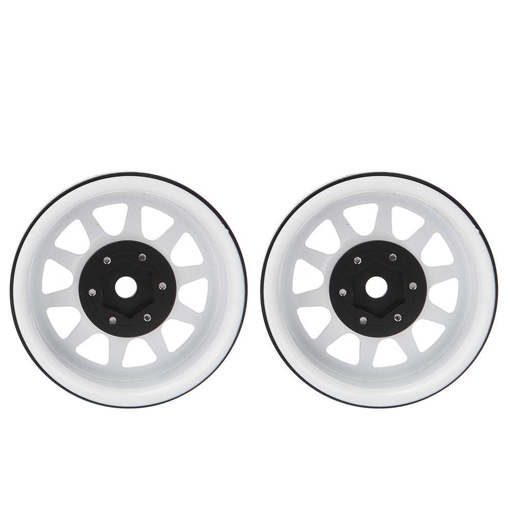 Dilwe Moyeu de Jantes en Alliage Beadlock Compatible avec TRAXXAS -4 1/10 RC Crawler(Blanc)