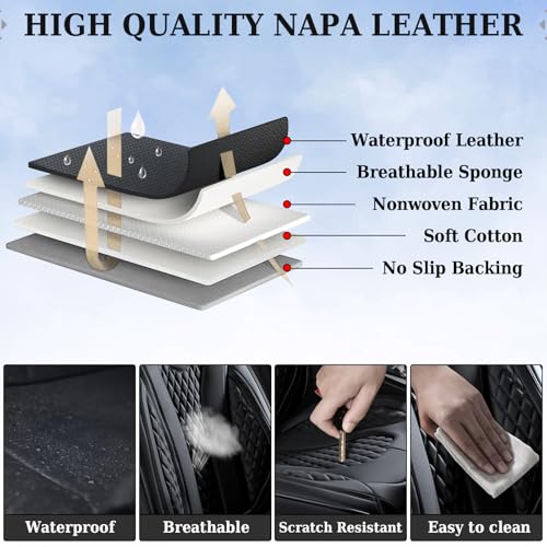 Image of Coverado Back Seat Covers, Waterproof Car Protectors, Black Leather Seat Covers, 3-Piece Automotive Seat Covers for Back Seats Universal Fit for SUVs & Cars, All-Weather Protection