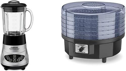 Cuisinart BFP-703BC Smart Power Duet Licuadoraprocesador de alimentos, cromo cepillado, 3 tazas, cuenta de 6 y deshidratador de alimentos DHR-20P1,