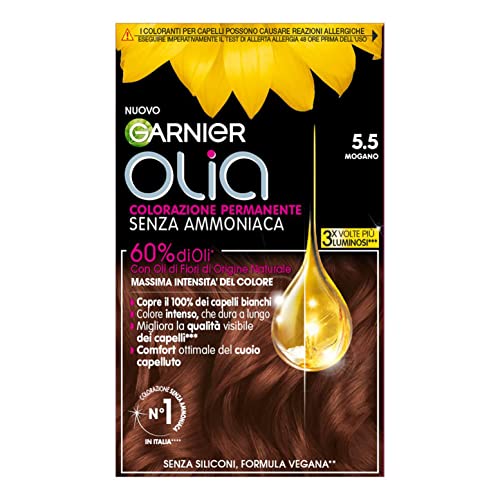 Garnier Olia, Tinta capelli permanente con oli di fiori di origine naturale, Fragranza floreale leggera e piacevole, Crema vellutata che non cola, Applicazione ultra sensoriale