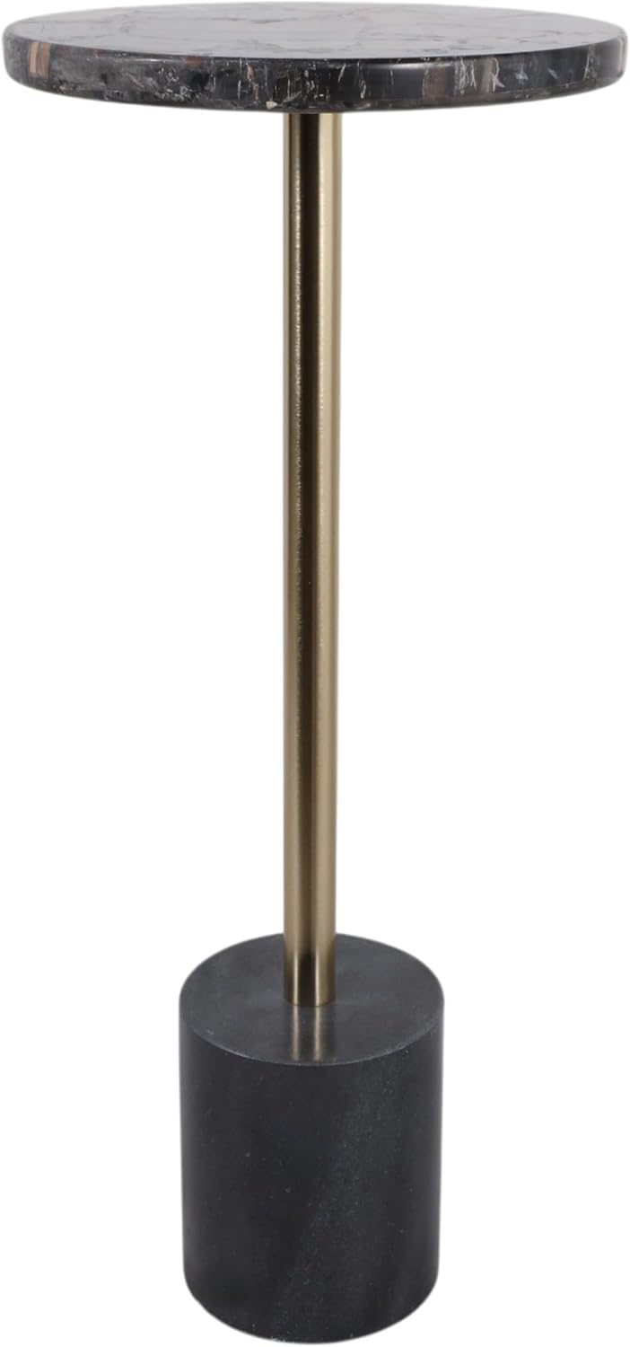 Home Decor End Table, Side Table, or Small Night Stand - Luxury Bedside Table with Antique Metal Frame and X-Shaped Base - Modern Decorative Table for Sofa, Living Room Spaces, and Bedroom - 23" Gold