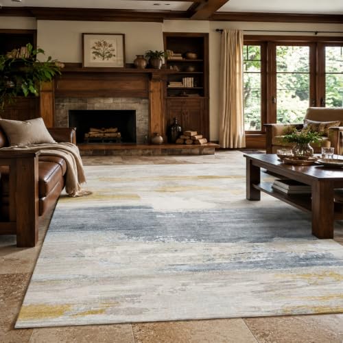 Tapis de salon moderne multicolore abstrait 60 x 120cm