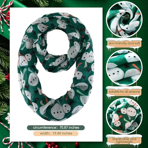 Handepo 6 Pcs Christmas Infinity Scarf Lightweight Holiday Loop Sheer Scarves Sheer Infinity Women's Scarves(Cute Style)2