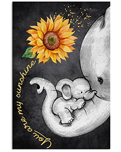 Image of Canvas Painting Wall Art Decor Elephant & Sunflowers You are My Sunshine Canvas Wall Art Farmhouse Sign Decor Print Canvas Poster Gift Home Decor No Framed 20inx30in