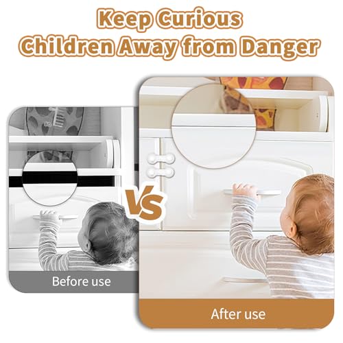 Kindersicherung Schrank Schubladen 12 Stück, Zum Kleben Ohne Bohren, Sicherheitsschlösser, Schranksicherung Baby, Langlebig, Extra Starker Halt, Ideal für Möbel, Küche, Schranktür