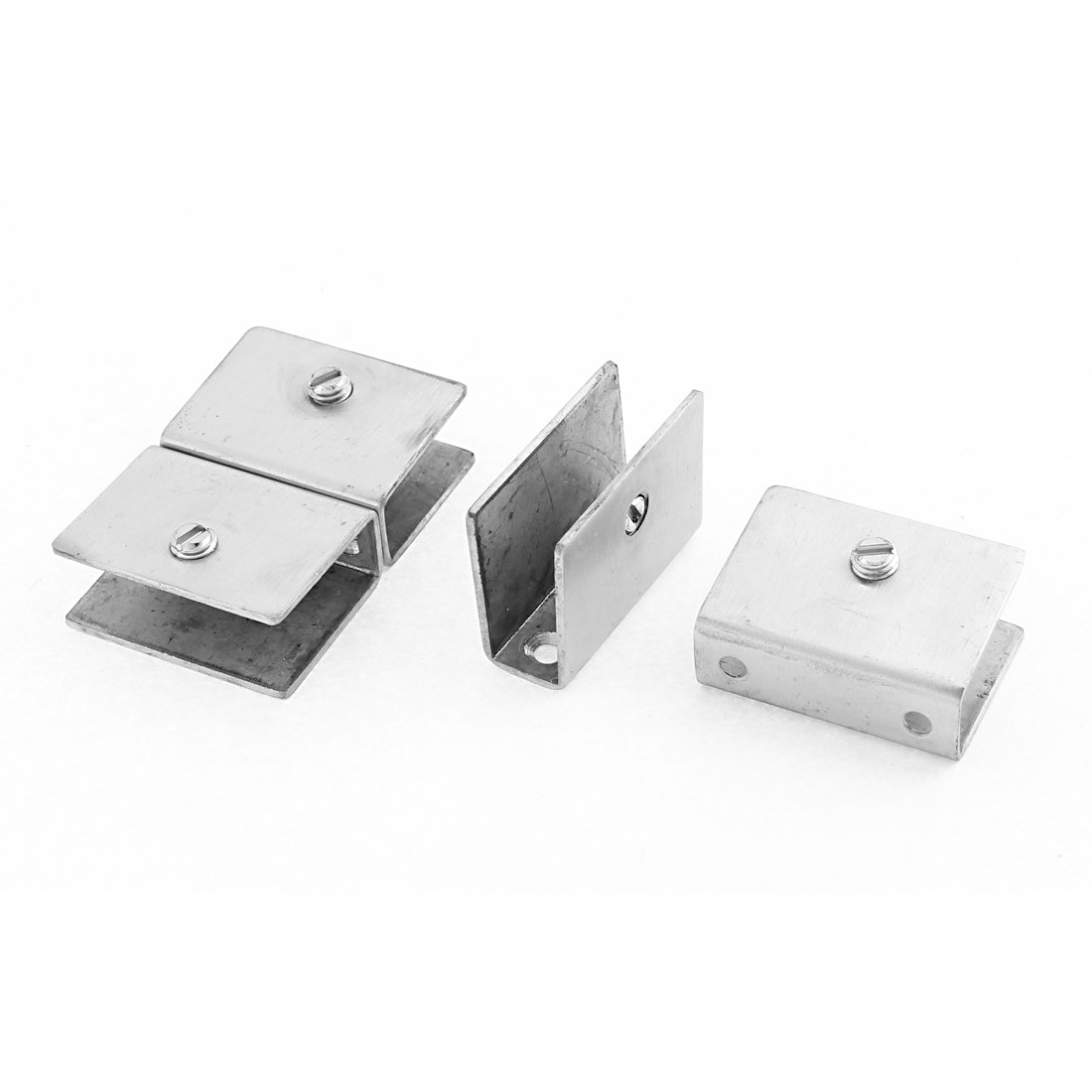 Aexit 4 Pcs Clamps 10mm-14mm Thickness Adjustable Square Shelf Glass Clip Clamp Hand-Screw Clamps Silver Tone
