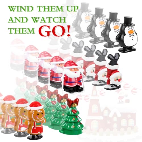 VEYLIN 12 Pack Christmas Crackers Christmas Wind Up Toys Assortments Christmas Stocking Stuffers Christmas Toys Christmas Chocolate for Kids Party Bag Fillers