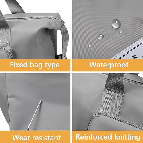 Image of Nylon 41L Expandable Foldable Waterproof Duffle Bag for Women (Grey)