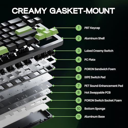 Image of EPOMAKER Galaxy68 QMK /VIA Wireless Mechanical Keyboard, Anodized Aluminum, TOP /Gasket, 6000mAh, RGB Side /Backlight, 65% Gaming Keyboard with Hot-Swap Creamy Switch (Black, Marble White Switch)