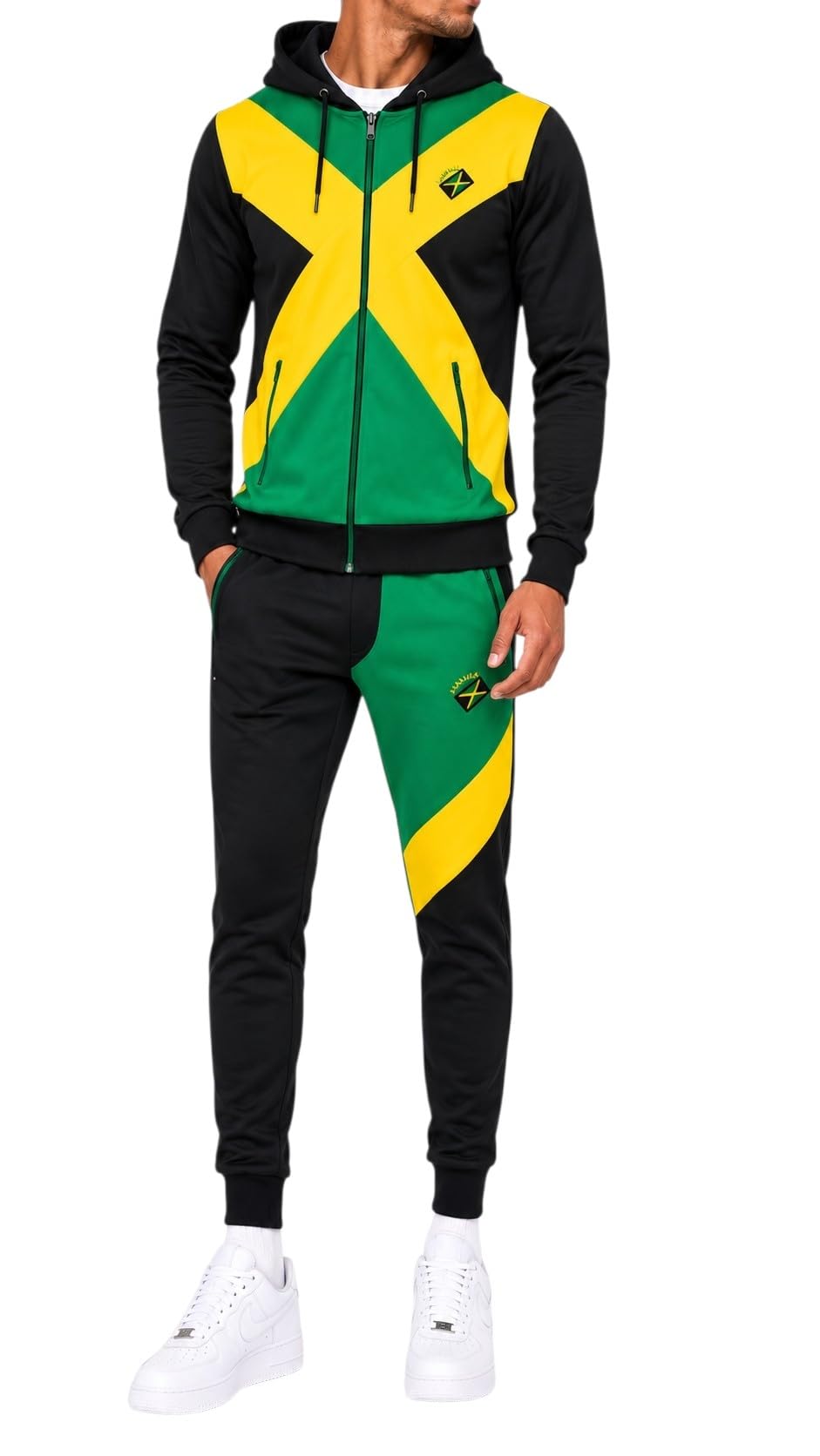 Time Is Money Tuta da uomo Slim Fit Jamaica, 100% poliestere