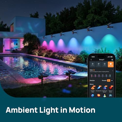 Image of Linkind Smart Solar Tree Spotlight SL6C, Dual-Ring Solar & USB Charging Solar Lights Outdoor Waterproof IP66, Color Changing Trees Uplights, Outdoor Light for Yard, Garden, Landscape, 1 Pack