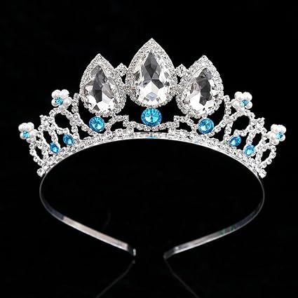 Diadème Couronne Princesse Cristal Doré Pour Enfants - Tiare Strass Or Avec Peigne