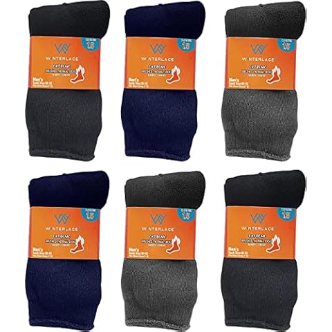 Winterlace Men's Thermal Brushed Thick Cushioned Socks - 6 Pairs (Assorted, Sock Size 10-13 (Men Shoe Sizes 7-12)) Cover