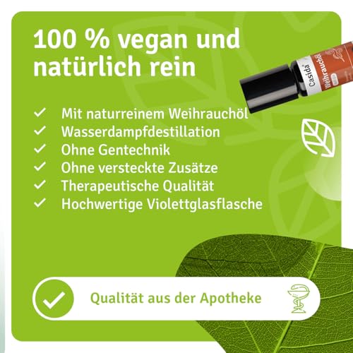 Casida Weihrauchöl Roll-On – für innere Ruhe und Gelassenheit, unterstützt Entspannung und Achtsamkeit - Ätherisches Öl für die Aromapflege unterwegs - aus der Apotheke - 10 ml