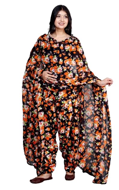 KHEEAA Fashion's Womens Cotton MULTI FLOWER Printed Patiala Salwar with Matching Dupatta (Free Size)-picture-31