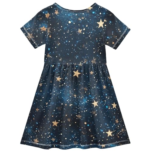 Boccsty Black Navy Blue Sky Gold Stars Glitter Baby Girls Dress Kids Toddler Sundress Party Summer Dresses 2T2