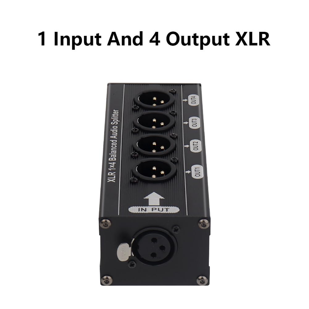 3 Broches XLR 1x4 Splitter du Signal Balance Boîte de Séparateur Audio Boîte 1 en 4 Out Source d'alimentation Requise