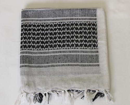 Image of Cotton Shemagh Keffiyeh Scarf - Lightweight Tactical Desert Head Neck Wrap, Sun Protection Outdoor Scarf for Summer Hiking