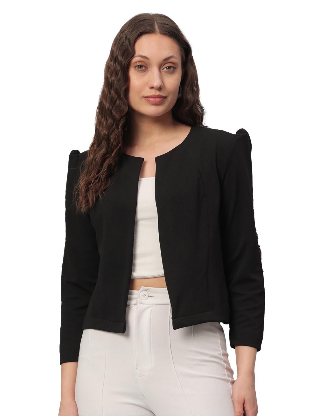 UNICUS Apparel Women's Single Breasted Relaxed Fit Shawl Collar 3/4 Sleeve Blazer-picture-12