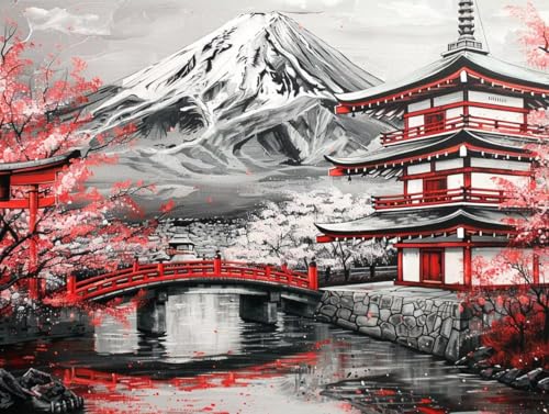 Diamond Painting Sakura adulte kit 5D grand format 80x110 cm peinture diamant point de croix