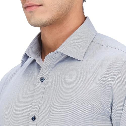 Image of Park Avenue Men's Slim Fit Structure Pattern Cotton Polyester Blend Semi Cutaway Collar Full Sleeve Formal Shirt