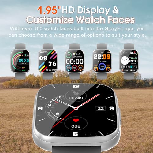 Image of Smart Watches for Men Women, 1.95 inch HD Touchscreen Fitness Tracker with Bluetooth Calls, IP68 Waterproof, 120+ Sport Modes, 7-Day Battery, 24 /7 Heart Rate & Sleep Monitor for Android iOS (Gray)