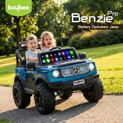 Image of Baybee Benzie Pro Battery Operated Jeep for Kids | Baby Ride on Electric Car with Parental Control, RGB Lights & Music | Rechargeable Big Battery Car for Kids 2 to 6 Years (Metallic Blue)