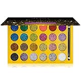 SHANY RSVParty Glitter Eyeshadow Palette - 24 Long-Lasting Pressed Glitter Pigments for Face and Body - Ultra Pigmented Glitter Makeup set with Brush.